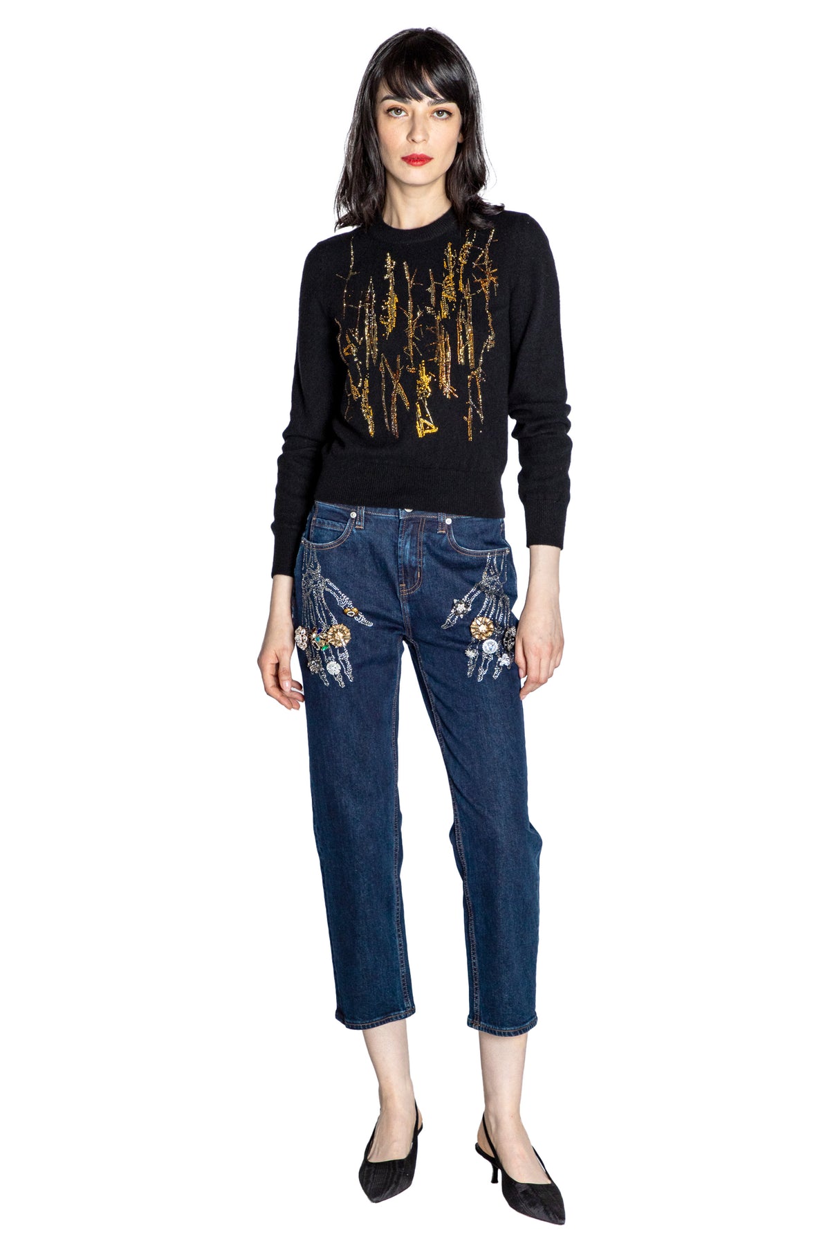'CROWN OF THORNS' SHRUNKEN PULLOVER SWEATER - - Libertine