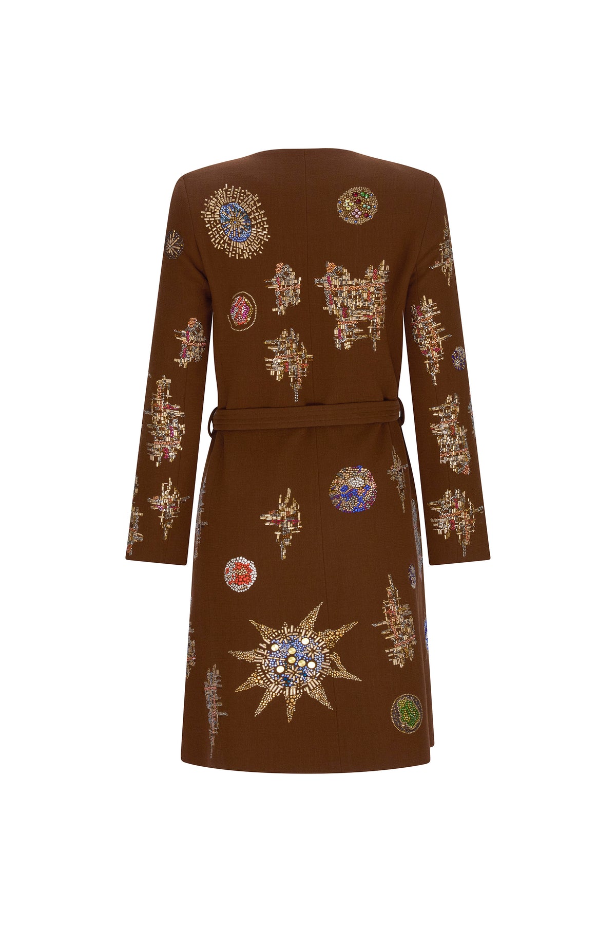 'GALAXY GAZE' BELTED COLLARLESS COAT - - Libertine