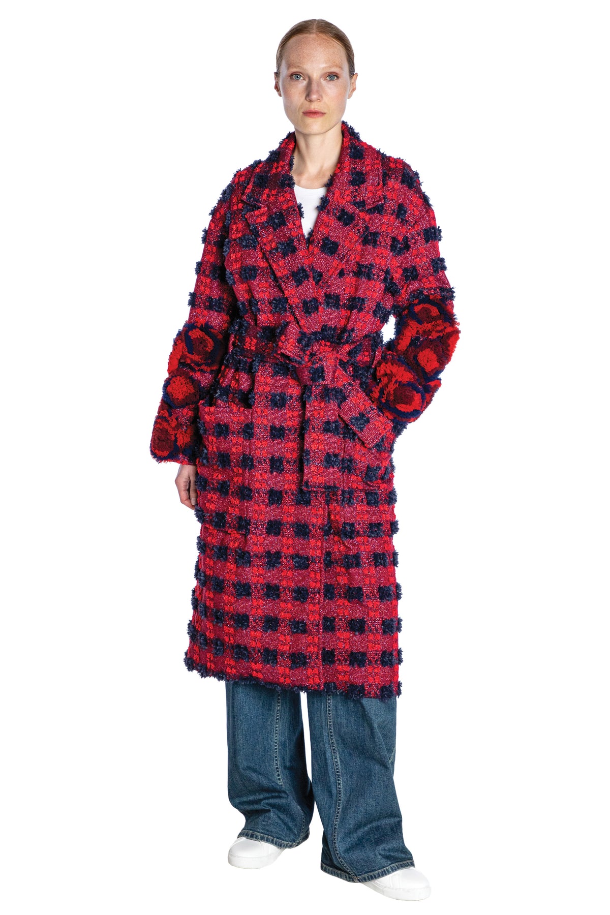 'COTSWOLDS CHECK' NOTCHED LAPEL WRAP COAT - - Libertine