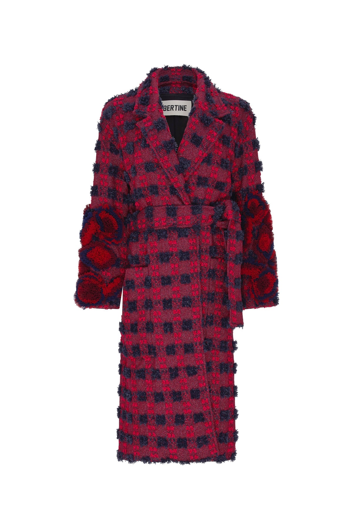 'COTSWOLDS CHECK' NOTCHED LAPEL WRAP COAT - - Libertine