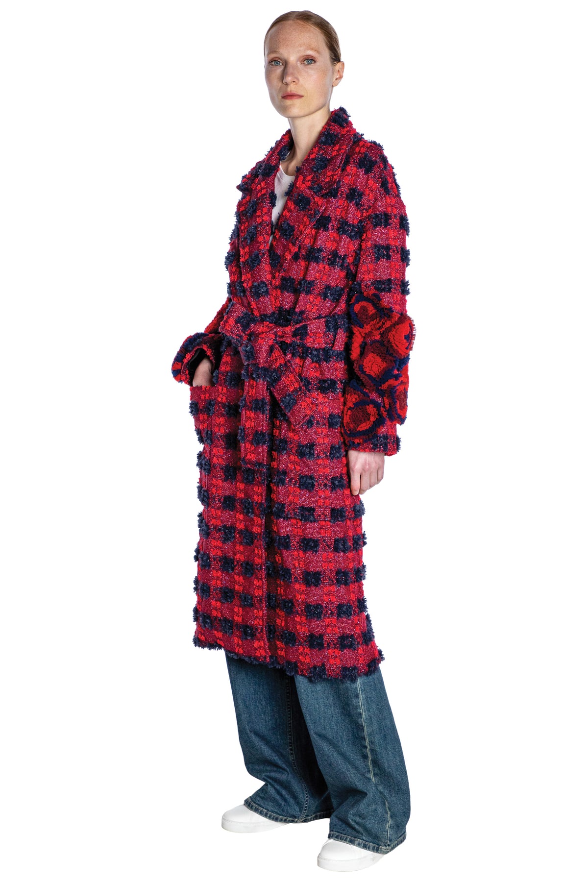 'COTSWOLDS CHECK' NOTCHED LAPEL WRAP COAT - - Libertine