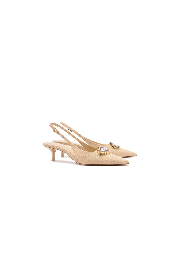 Larroudé x Libertine Eye Beige Pump - Womens - Shoes - Pumps - Libertine