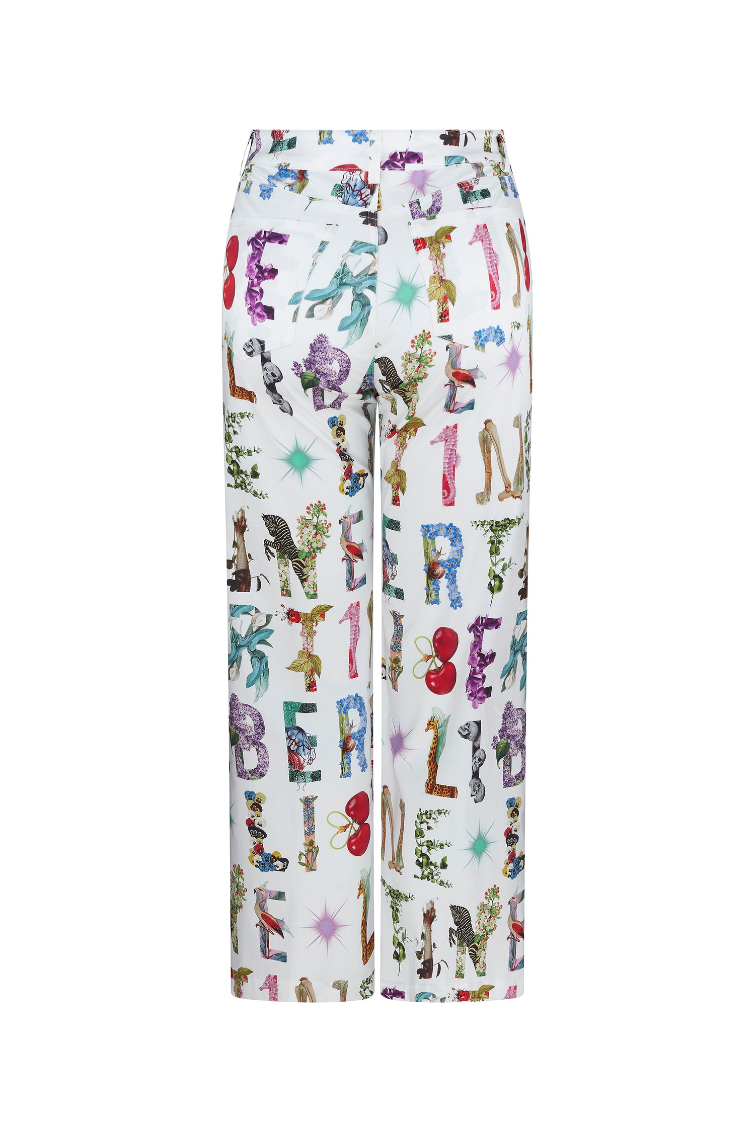 'WHITE DECO LETTERS' CROPPED WIDE LEG PANT -  - Libertine