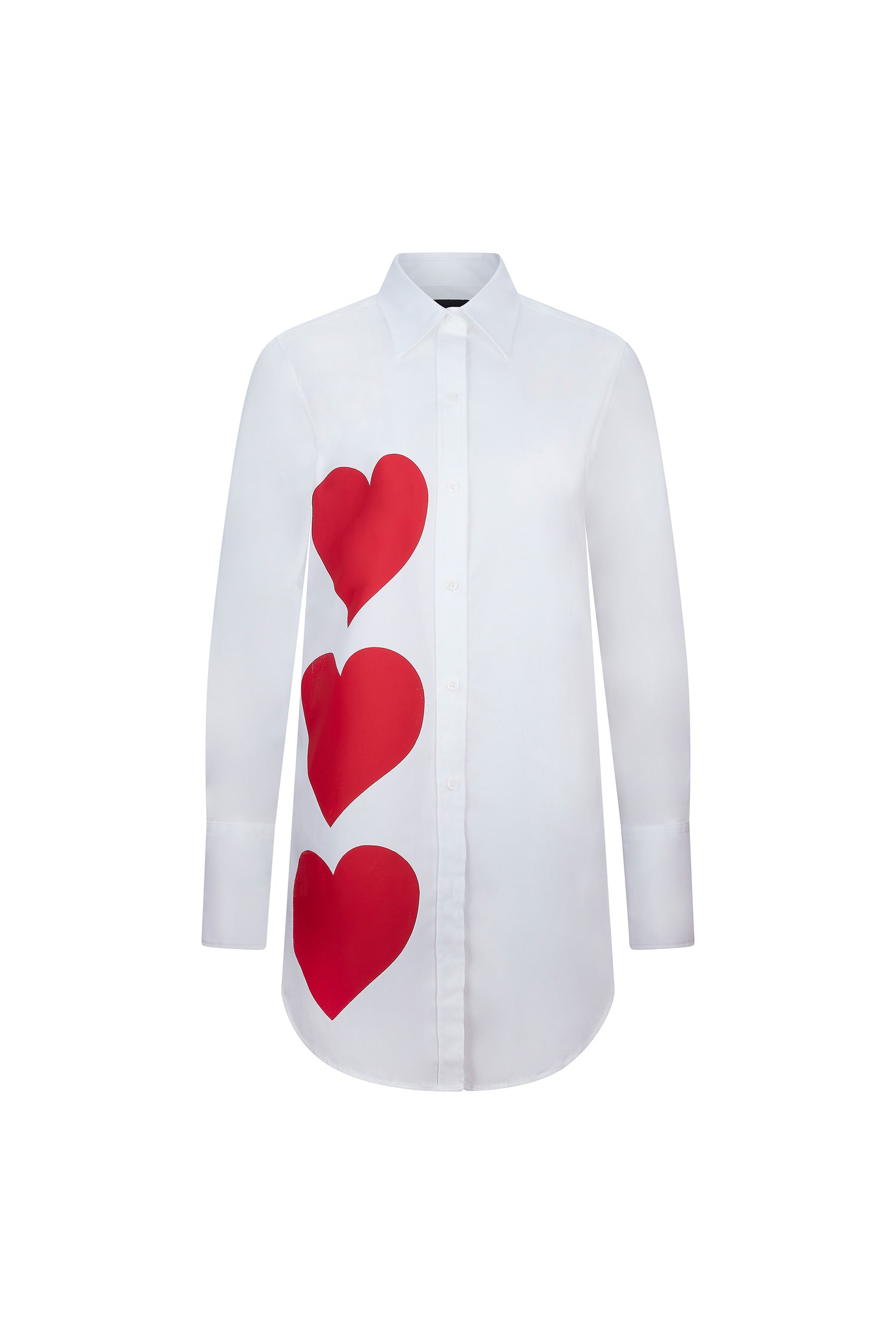 'PINKY RED HEARTS' LONG CLASSIC SHIRT -  - Libertine