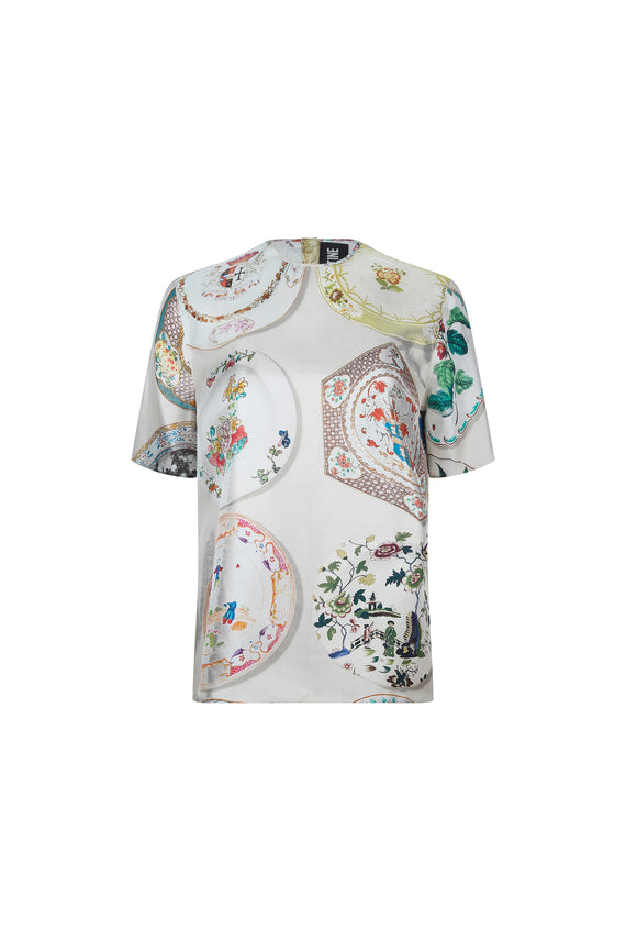 'CHELSEA PLATES' SHORT SLEEVE BLOUSE - TOPS - Libertine - Main image