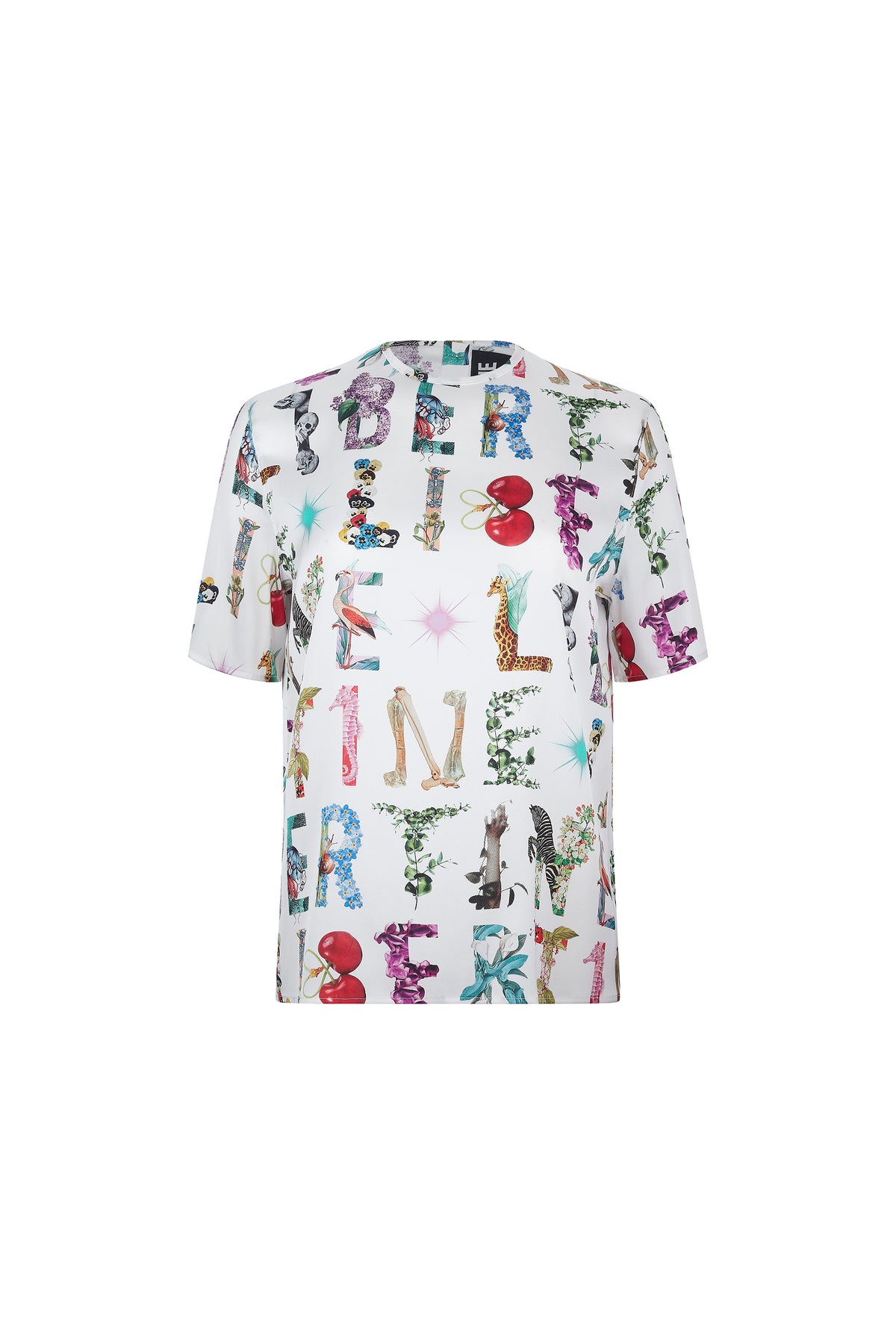 'WHITE DECO LETTERS' SHORT SLEEVE BLOUSE -  - Libertine