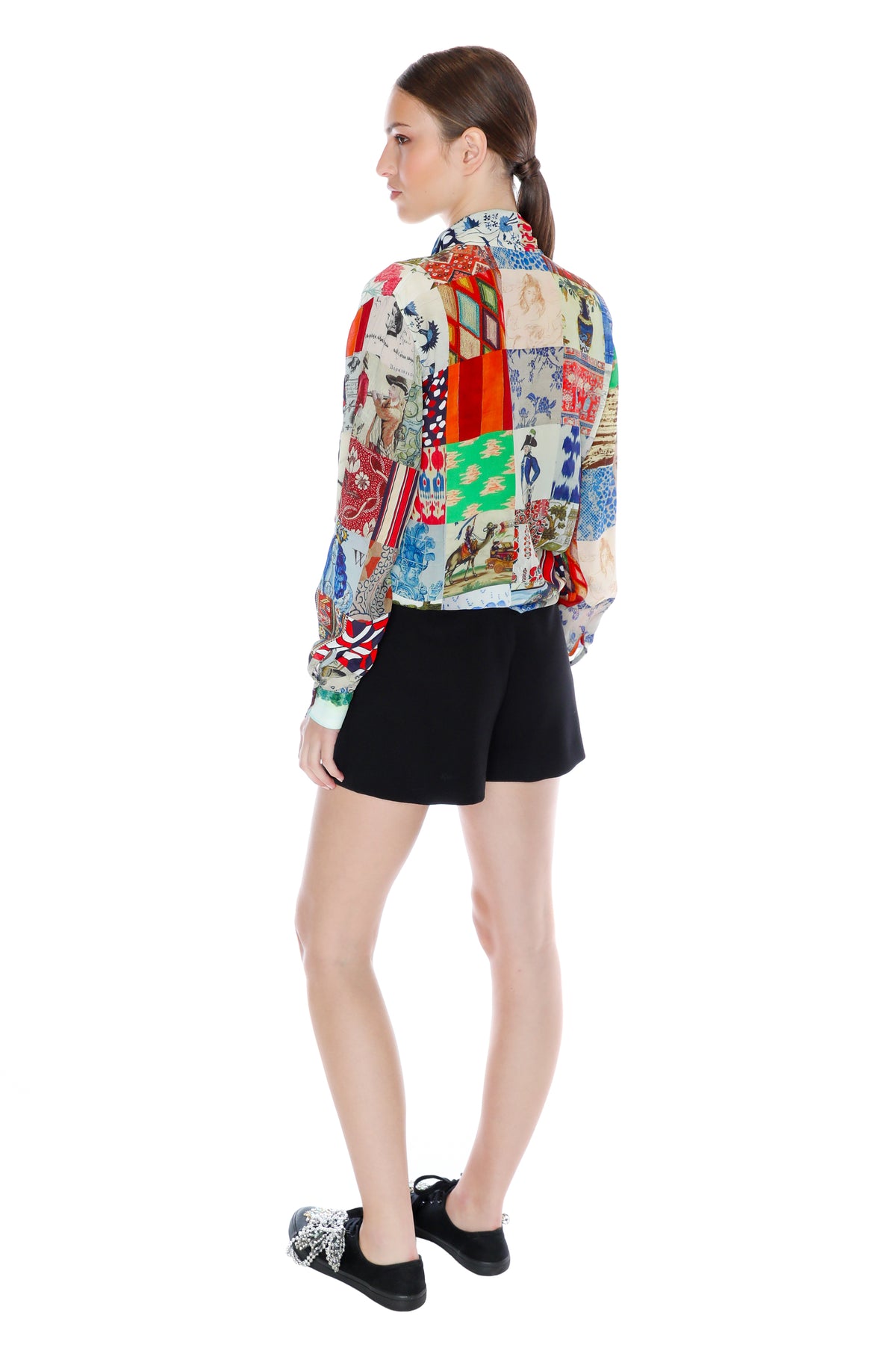 'BLOOMSBURY COLLAGE' SLIM KEITH TIE BLOUSE - TOPS - Libertine