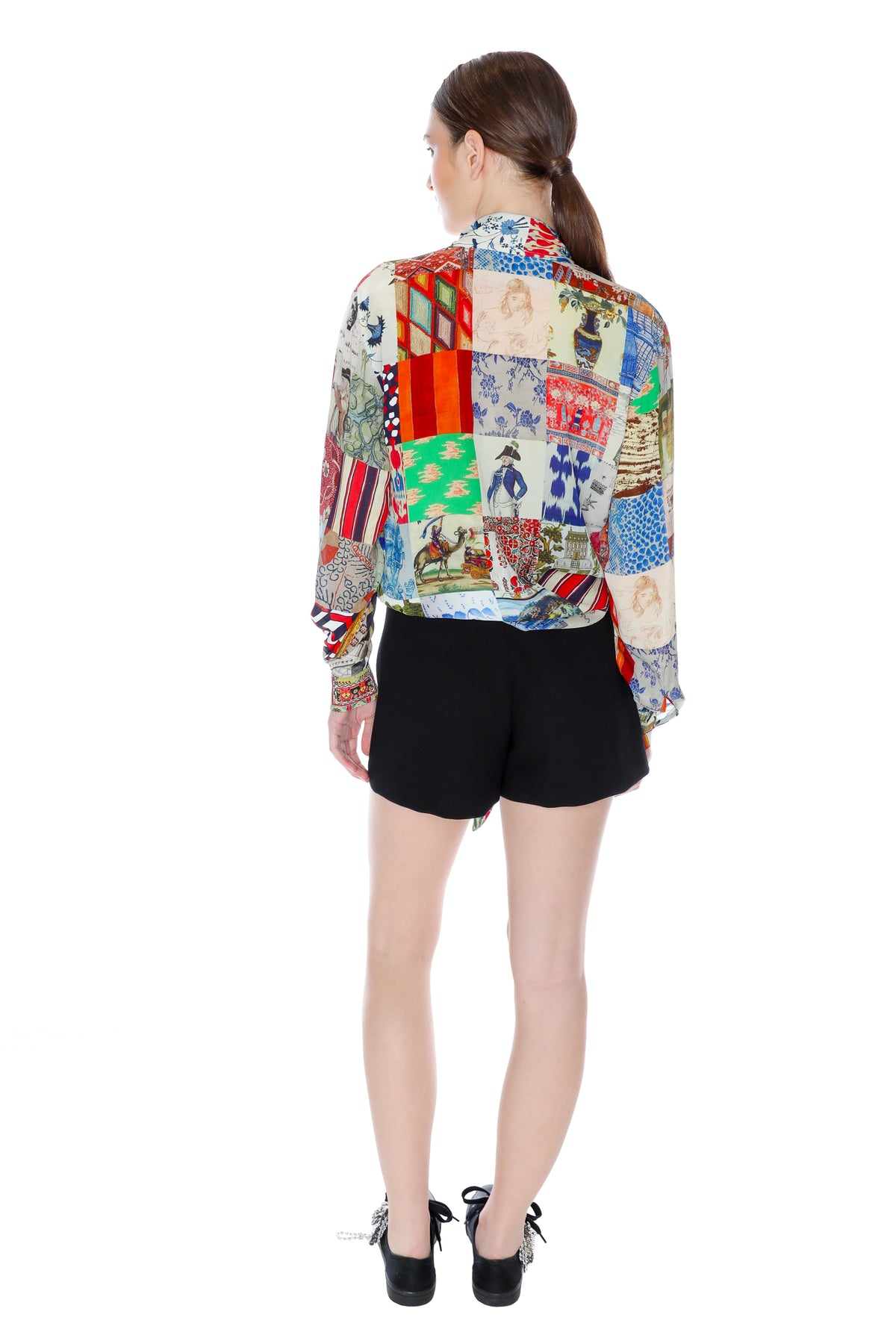 'BLOOMSBURY COLLAGE' SLIM KEITH TIE BLOUSE - TOPS - Libertine
