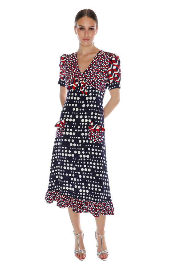 'RED WHITE AND BLUE MASH UP' SICILIAN DRESS -  - Libertine