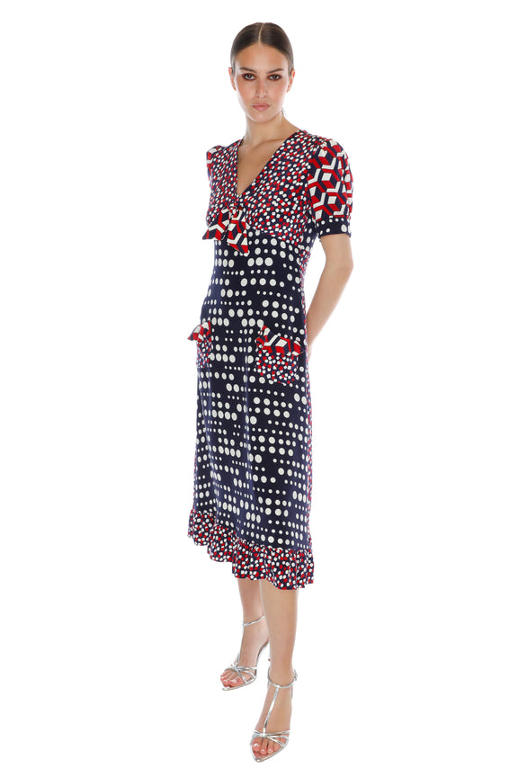 'RED WHITE AND BLUE MASH UP' SICILIAN DRESS -  - Libertine