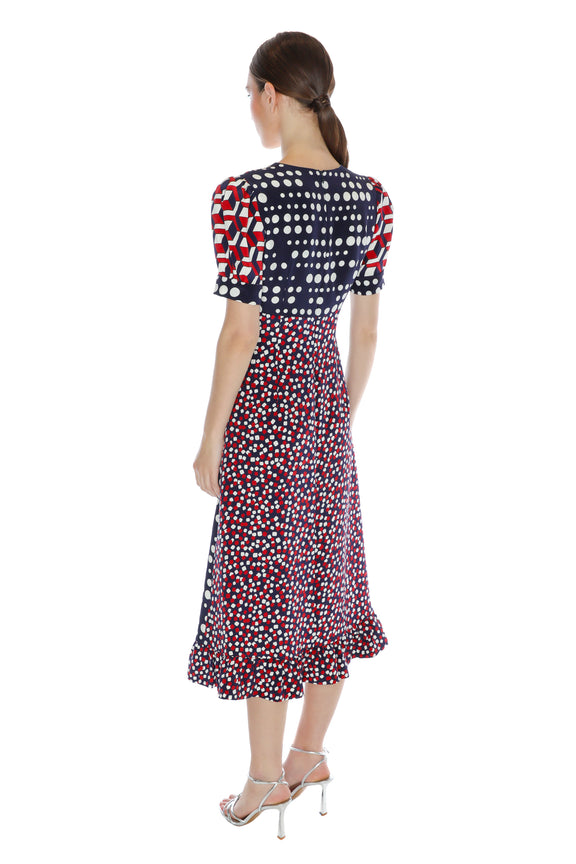 'RED WHITE AND BLUE MASH UP' SICILIAN DRESS -  - Libertine