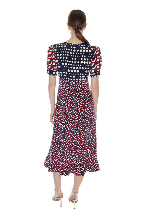 'RED WHITE AND BLUE MASH UP' SICILIAN DRESS -  - Libertine