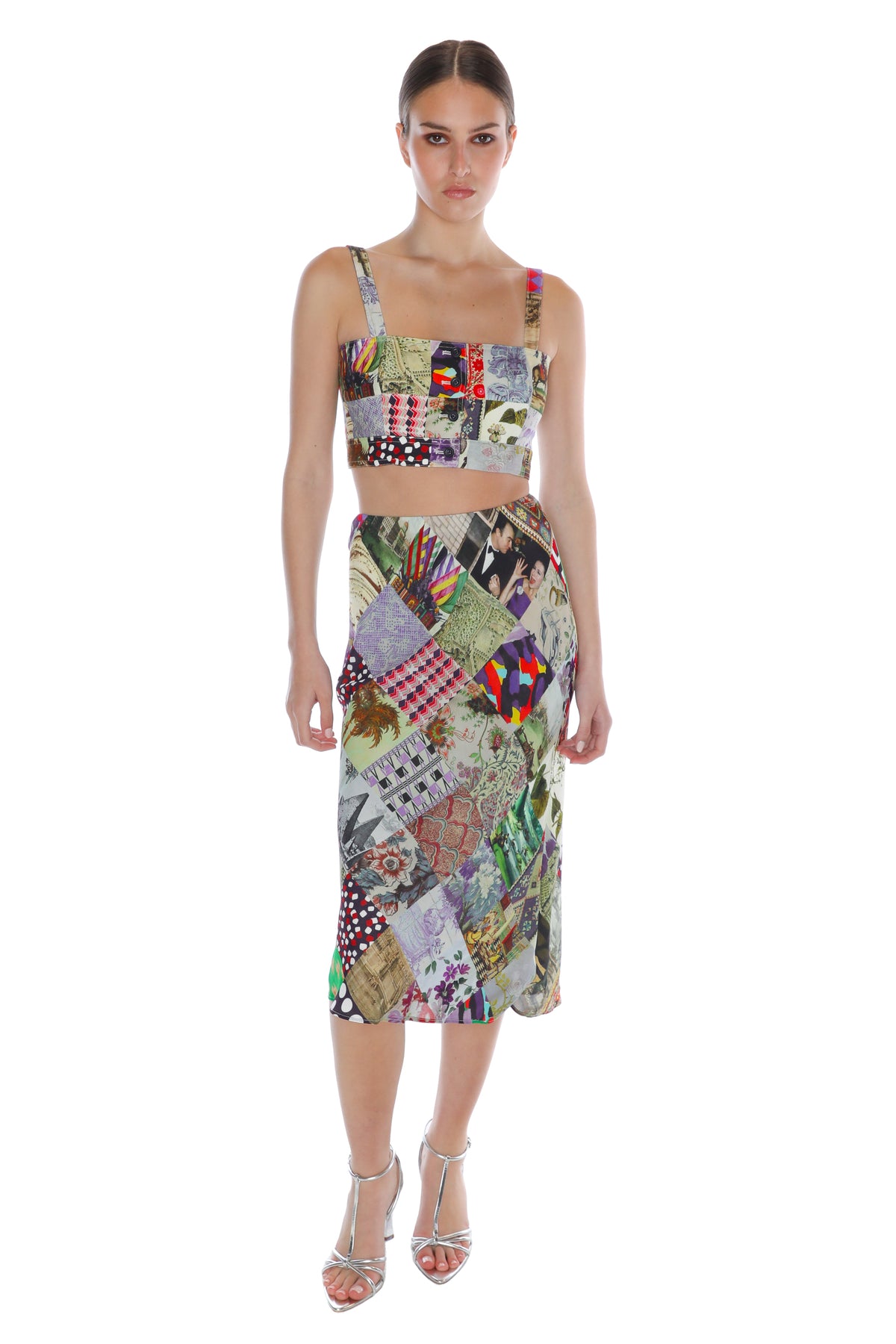 'BLOOMSBURY COLLAGE' BIAS SLIP SKIRT - Skirts - Libertine