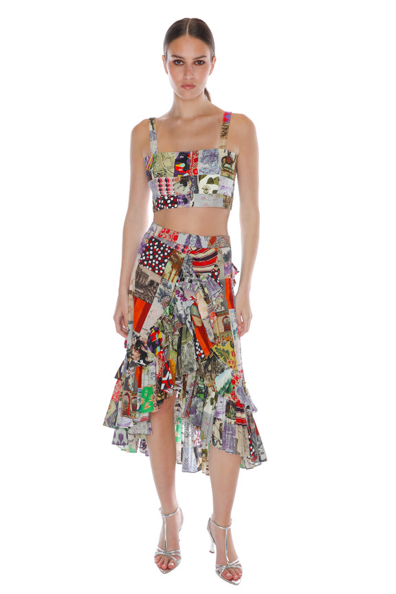 'BLOOMSBURY COLLAGE' SUMMER RUFFLED SKIRT - Skirts - Libertine