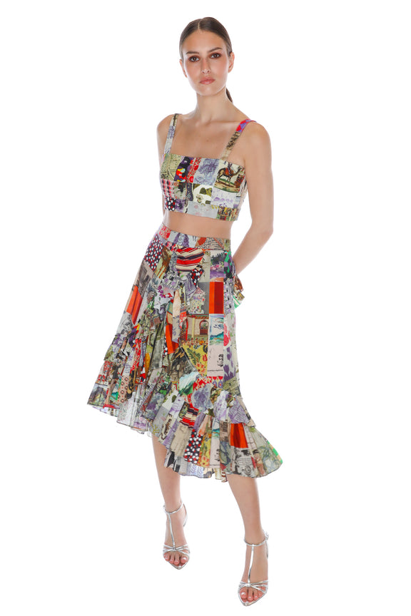 'BLOOMSBURY COLLAGE' SUMMER RUFFLED SKIRT - Skirts - Libertine