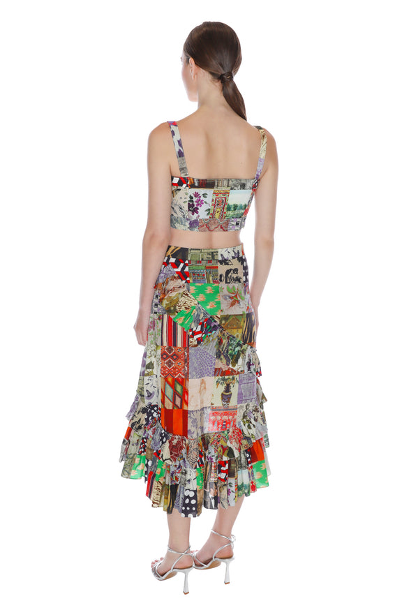 'BLOOMSBURY COLLAGE' SUMMER RUFFLED SKIRT - Skirts - Libertine