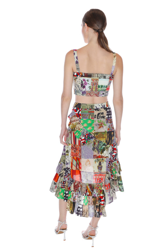 'BLOOMSBURY COLLAGE' SUMMER RUFFLED SKIRT - Skirts - Libertine