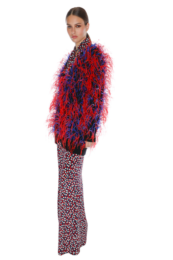 'WHAM BAM' RED FEATHERY CARDIGAN -  - Libertine