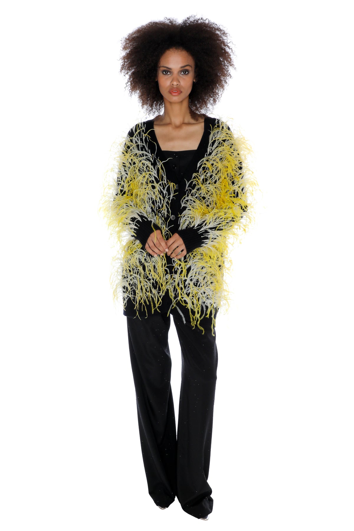 'WHAM BAM' YELLOW FEATHERY CARDIGAN -  - Libertine