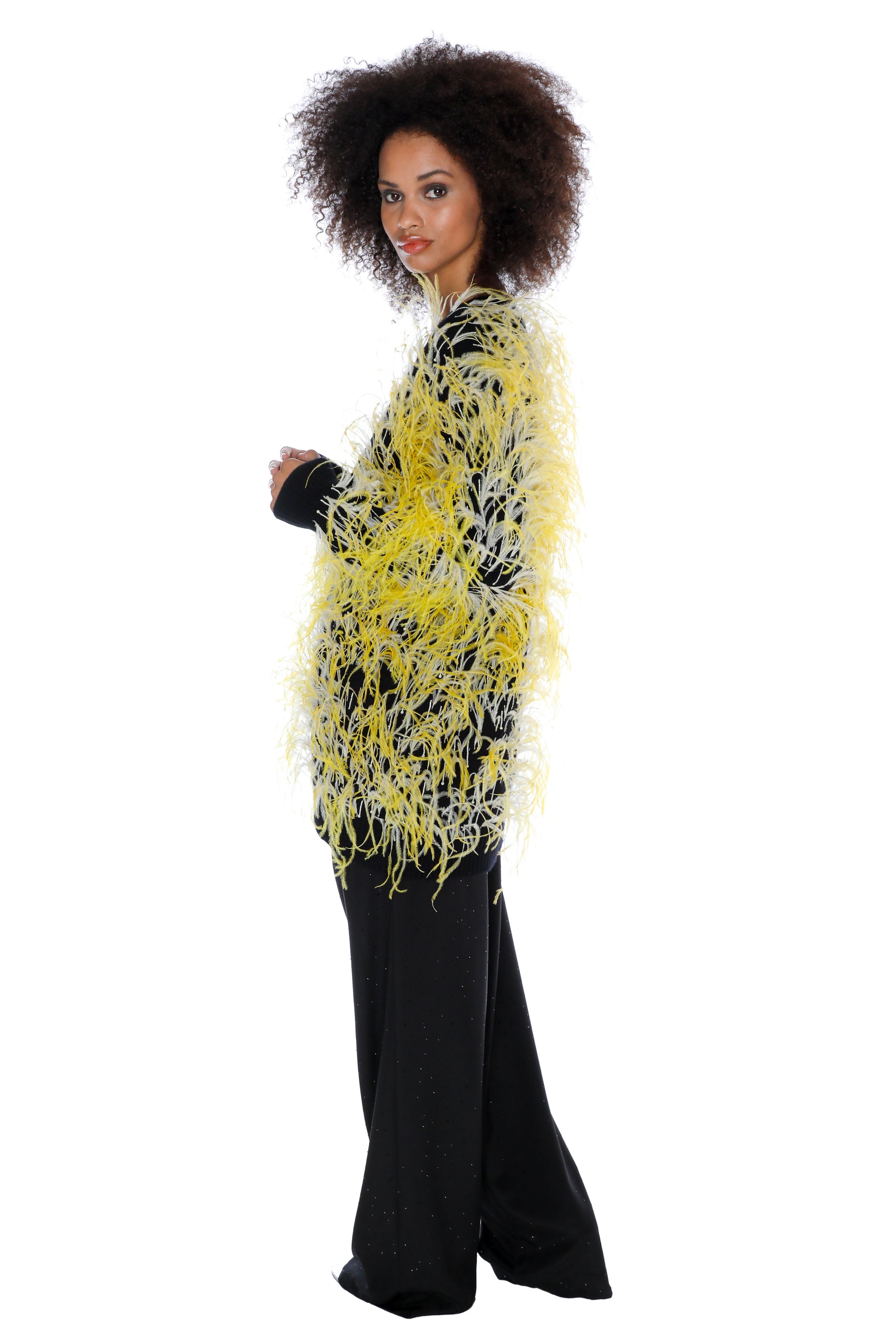 WHAM BAM' YELLOW FEATHERY CARDIGAN – Libertine