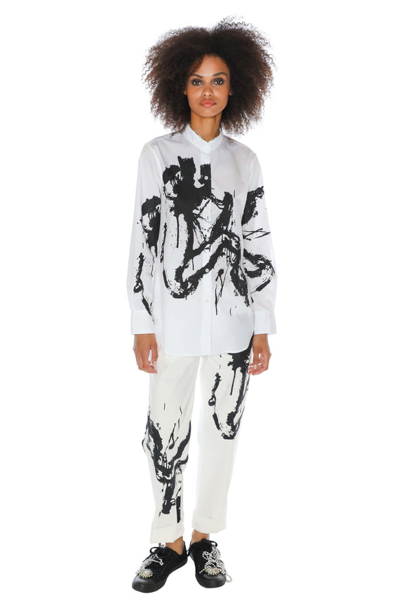 'NEO-EXPRESSIONISM' WHITE DECONSTRUCTED CLASSIC SHIRT -  - Libertine