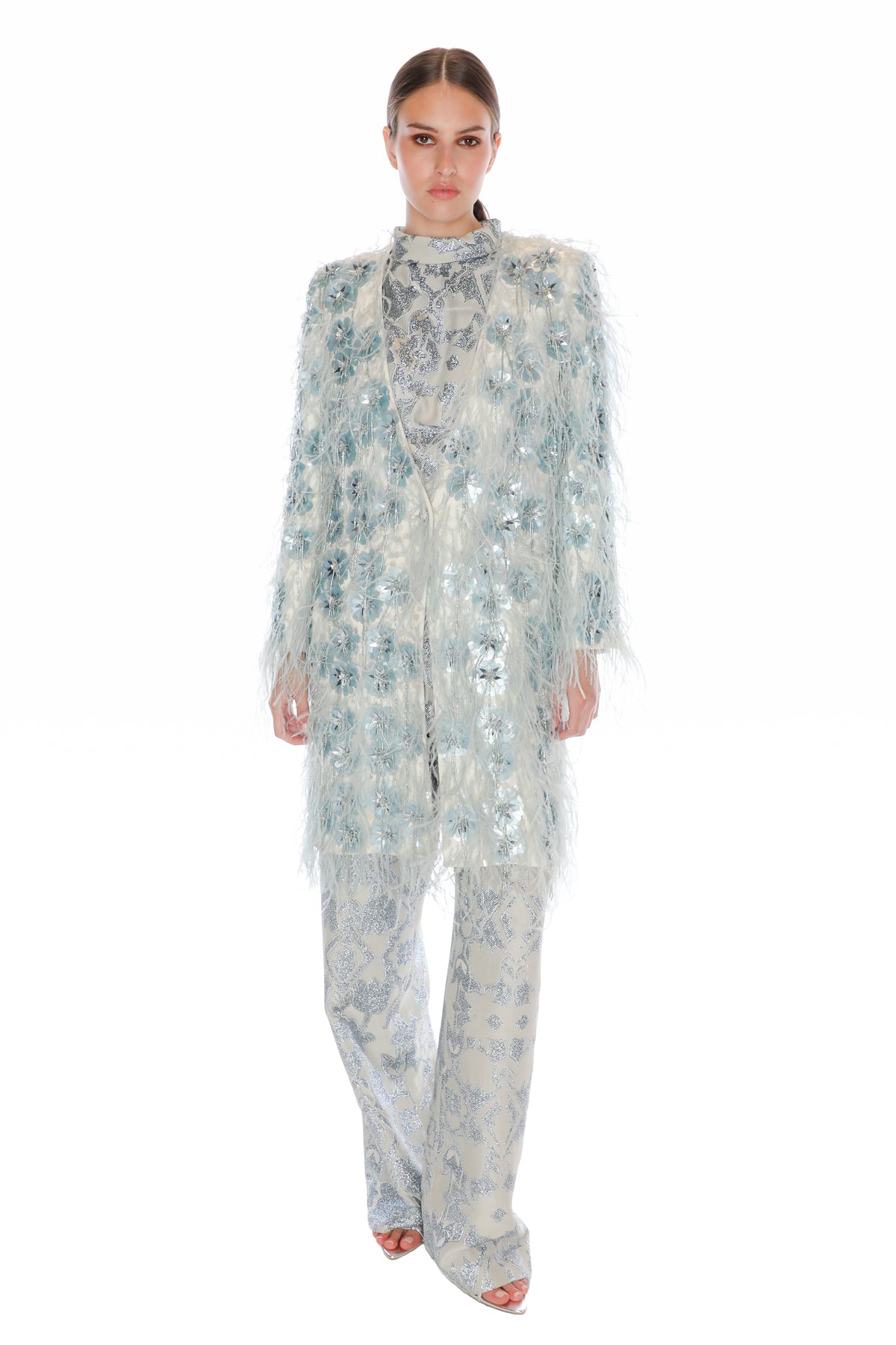 'GLISTENING BLUE' V-NECK COAT -  - Libertine