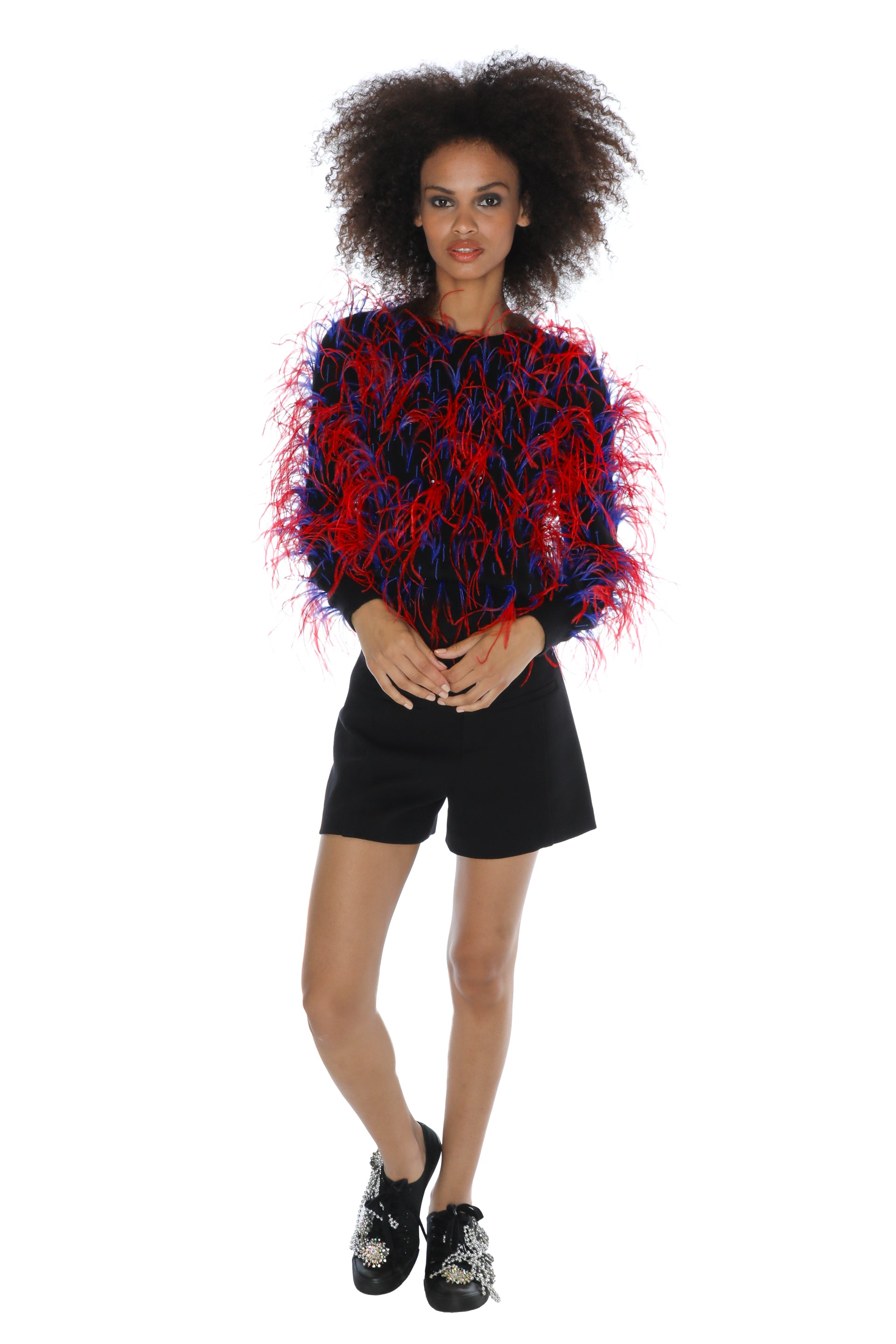 'WHAM BAM' FEATHERY SHRUNKEN PULLOVER SWEATER -  - Libertine