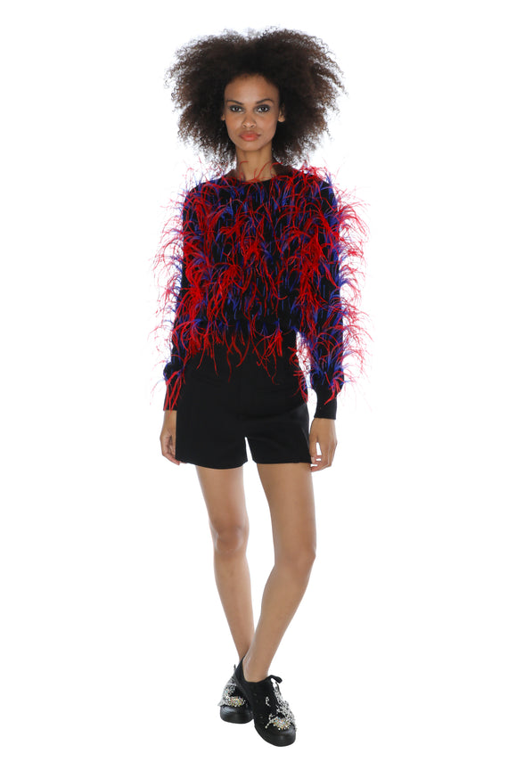 'WHAM BAM' FEATHERY SHRUNKEN PULLOVER SWEATER -  - Libertine