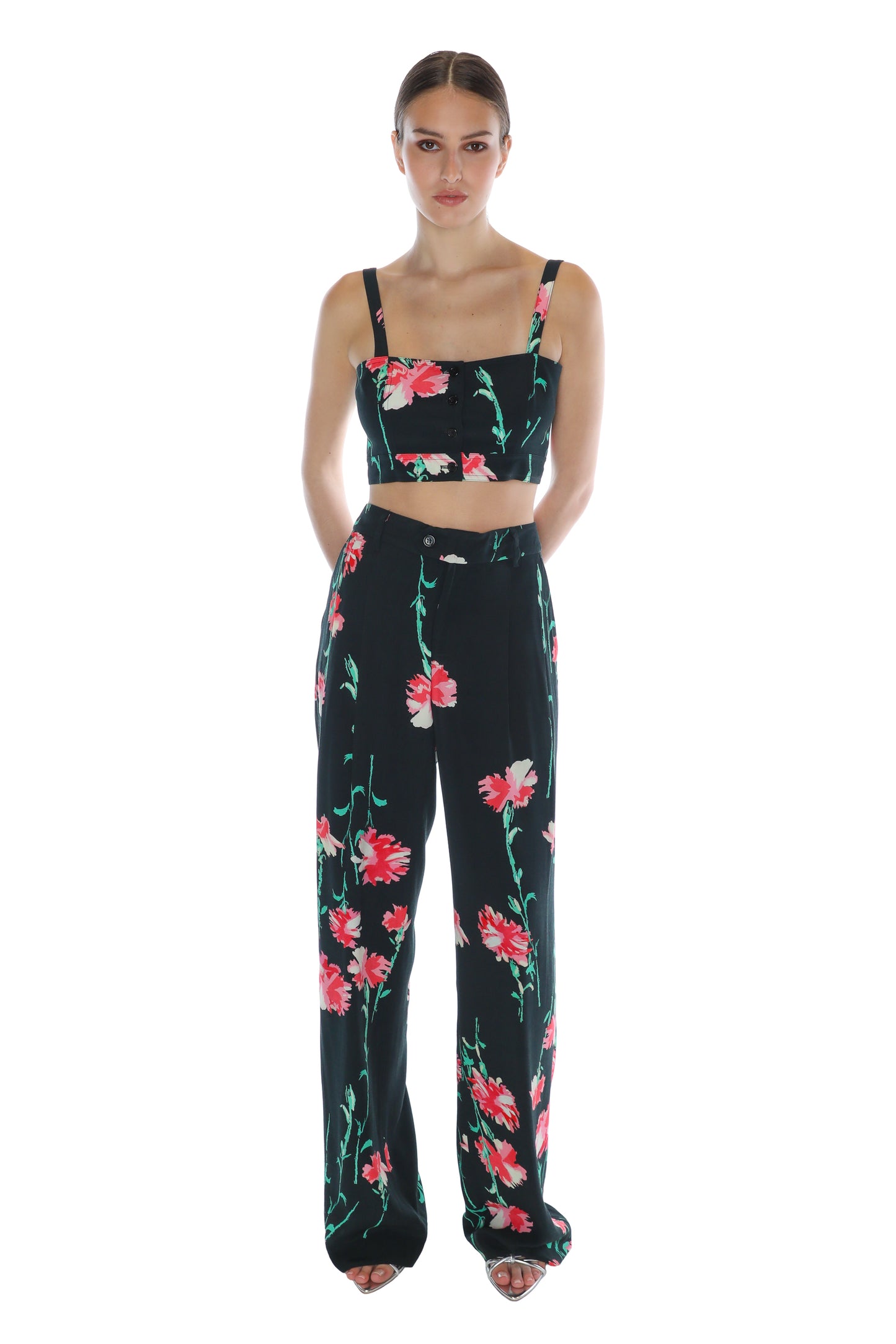 'CECIL BEATON PINK CARNATION' BAGGY TROUSERS -  - Libertine