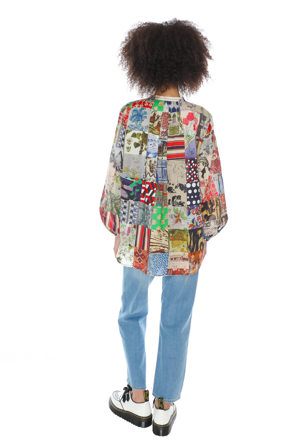 'BLOOMSBURY COLLAGE' PUFF SLEEVE TUNIC - TOPS - Libertine