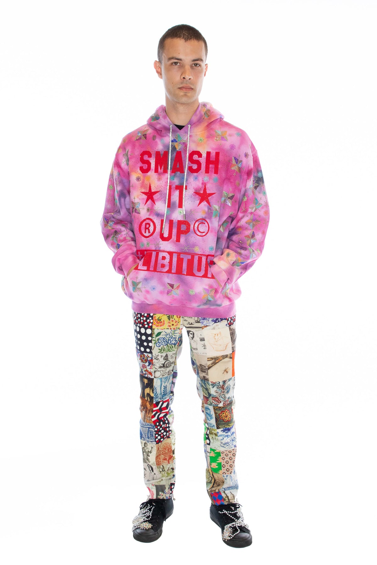 'SMASH IT UP' TIE DYE PINK HOODIE - - Libertine