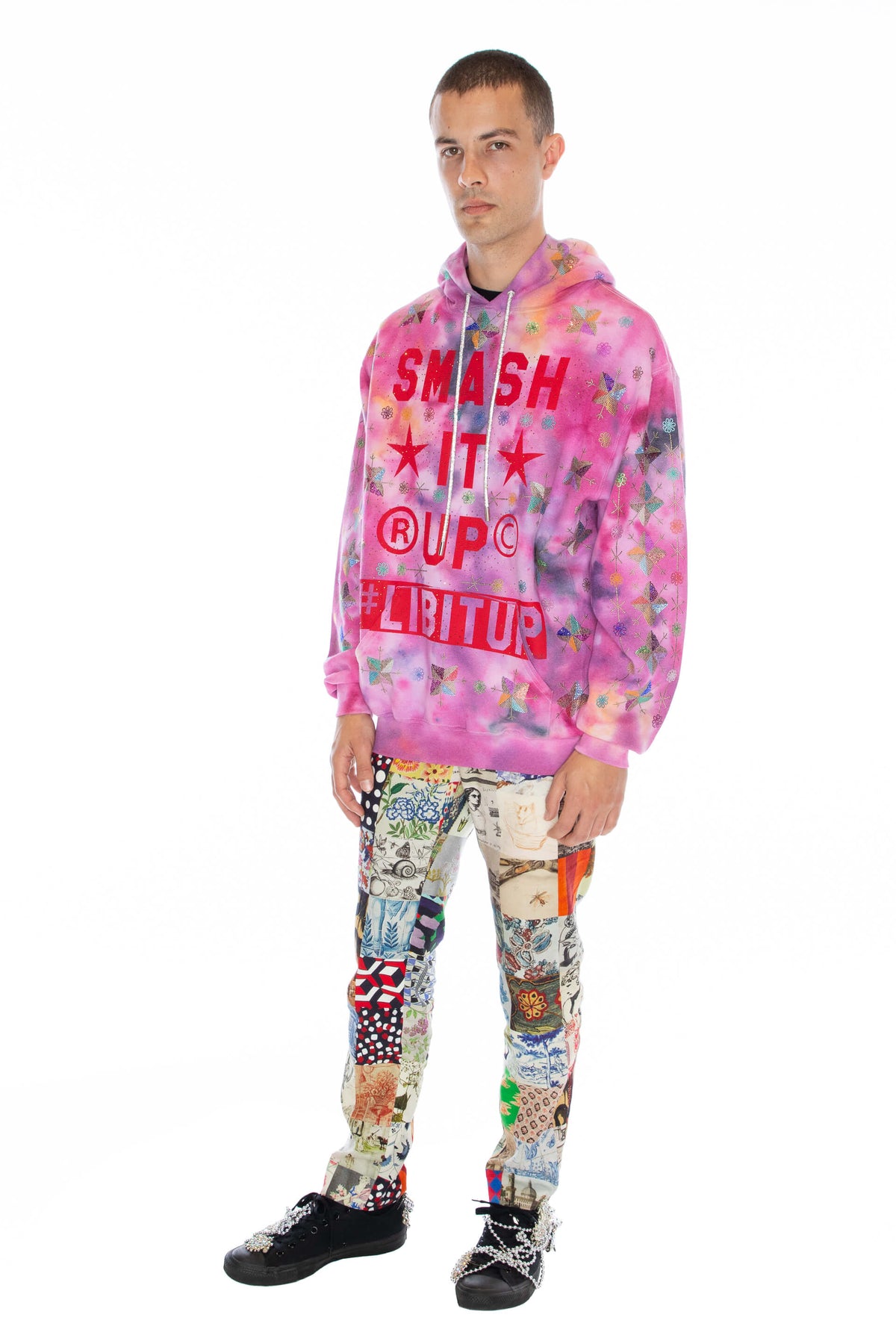 'SMASH IT UP' TIE DYE PINK HOODIE - - Libertine