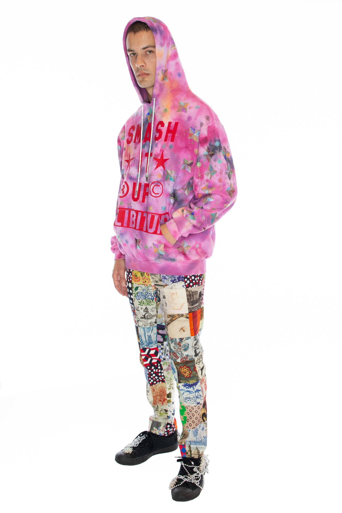 'SMASH IT UP' TIE DYE PINK HOODIE - - Libertine