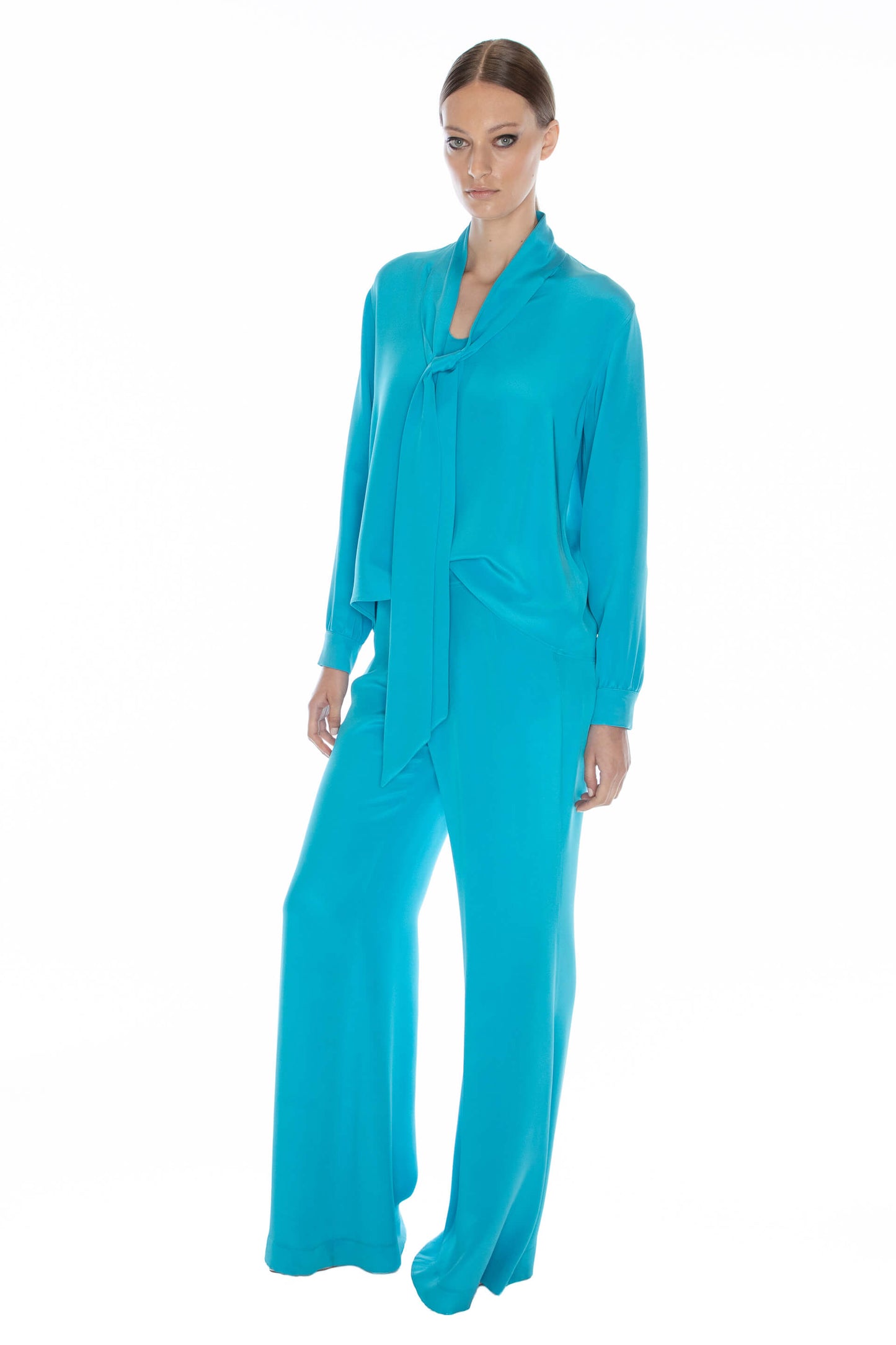 'HOCKNEY'S POOL' SLIM KEITH TIE BLOUSE