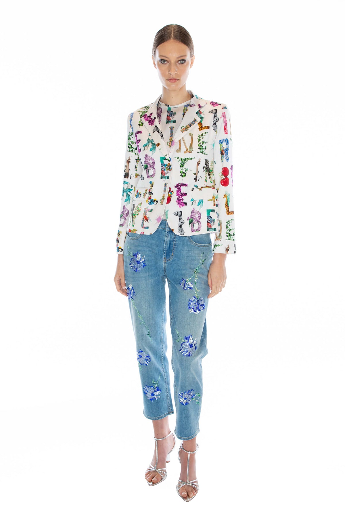 'WHITE DECO LETTERS' L/S SHORT JACKET -  - Libertine