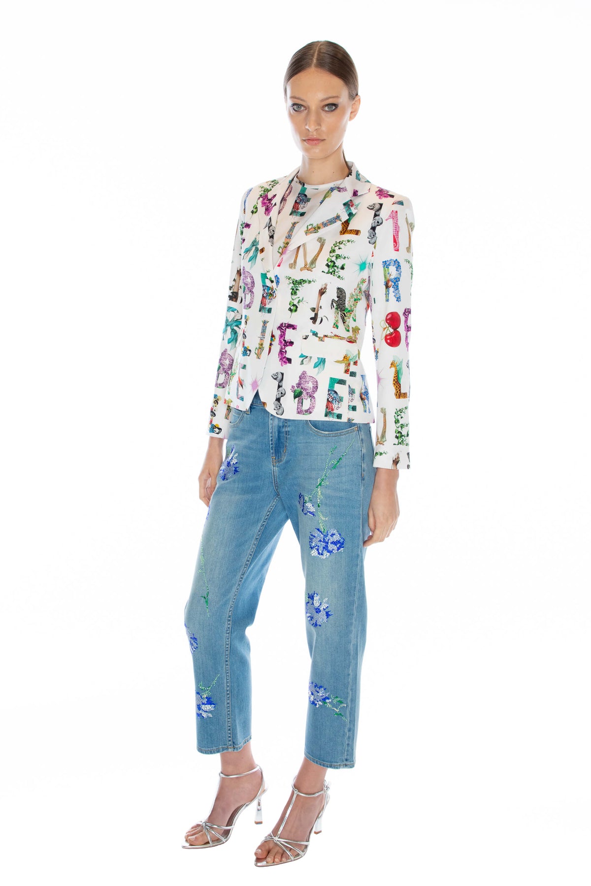 'WHITE DECO LETTERS' L/S SHORT JACKET -  - Libertine