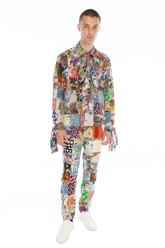 'BLOOMSBURY COLLAGE' MENS RUFFLE CLASSIC SHIRT MUL / M 'BLOOMSBURY COLLAGE' MENS RUFFLE CLASSIC SHIRT MUL / M