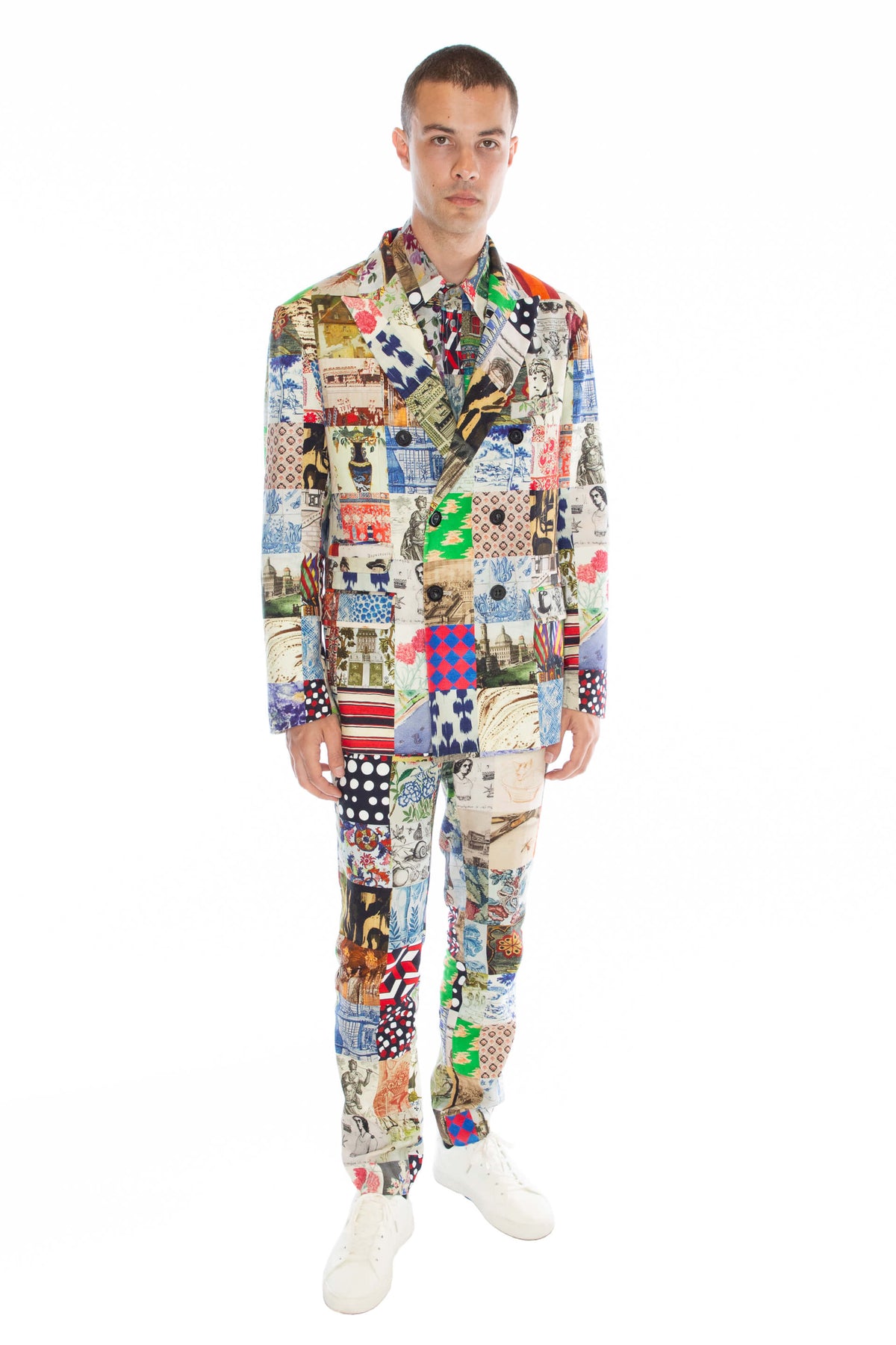 'BLOOMSBURY COLLAGE' MEN'S DOUBLE BREASTED JACKET - JACKETS - Libertine