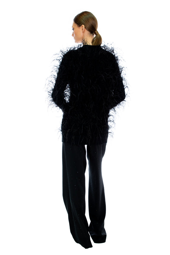 'WHAM BAM' BLACK FEATHERY CARDIGAN -  - Libertine