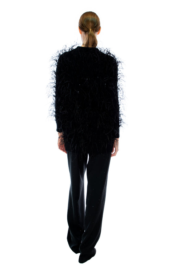 'WHAM BAM' BLACK FEATHERY CARDIGAN -  - Libertine