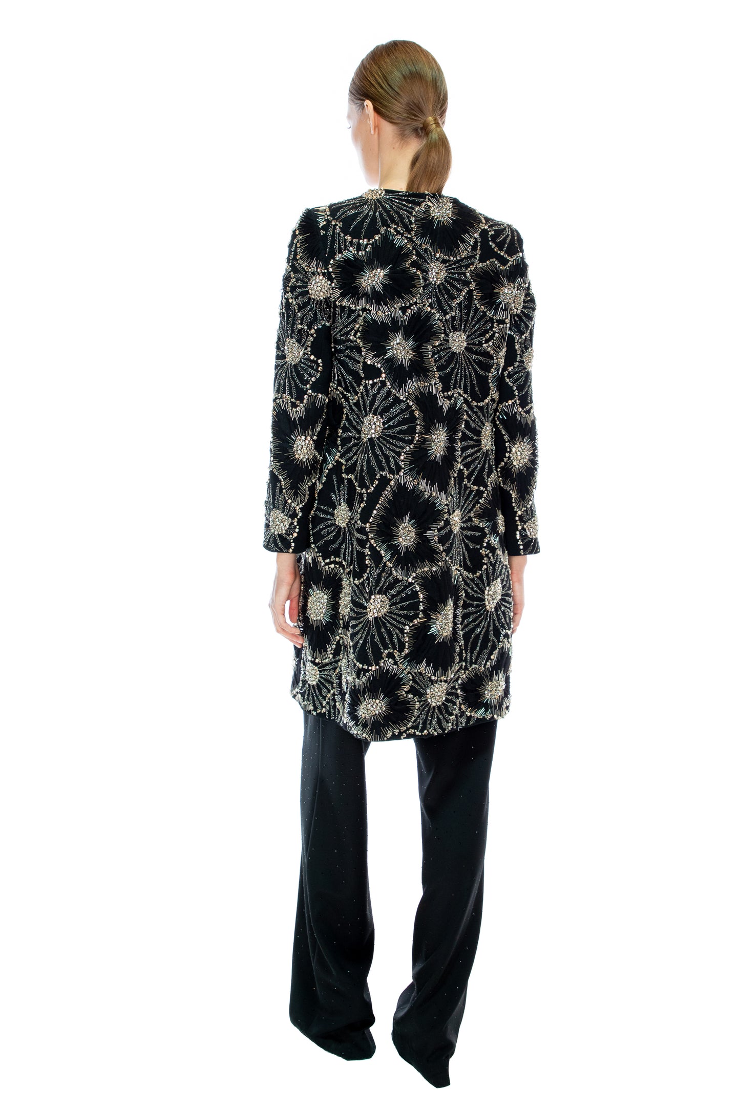 'GOTHIC BLOOM' BELTED COLLARLESS COAT -  - Libertine