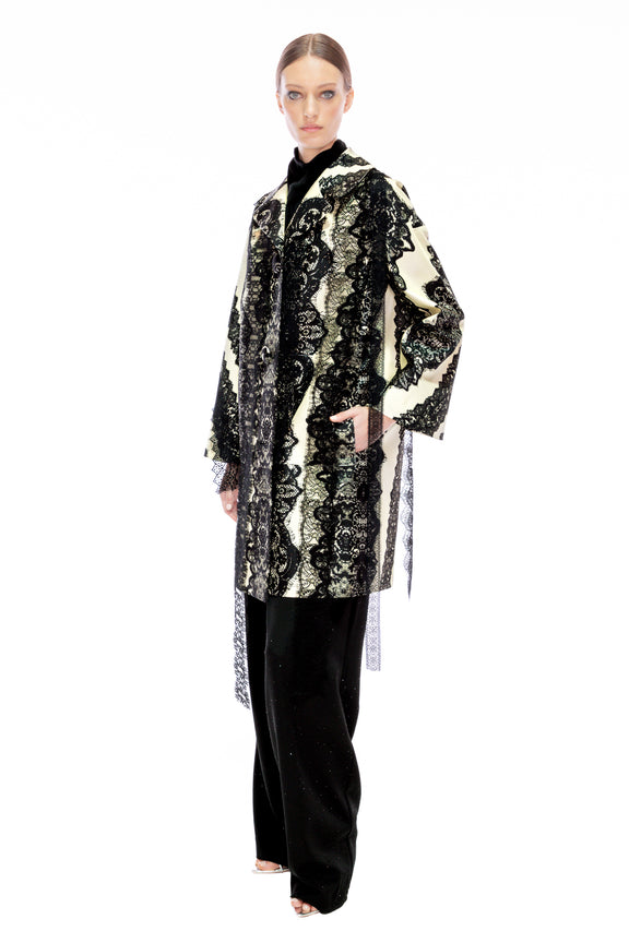 'VENETIAN LACE' TROMPE L'OEIL L/S PATCH POCKET COAT -  - Libertine