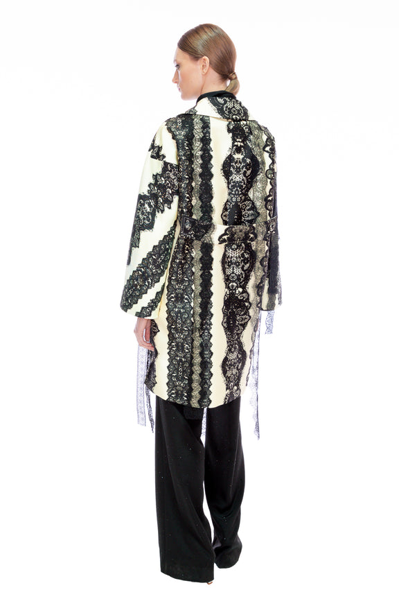 'VENETIAN LACE' TROMPE L'OEIL L/S PATCH POCKET COAT -  - Libertine