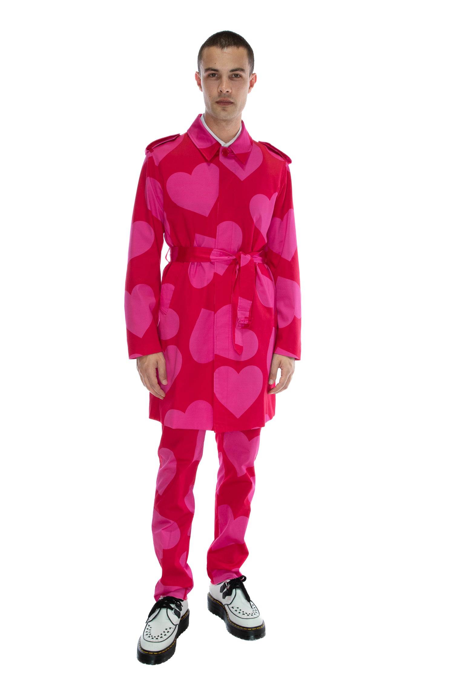 'PINKY RED HEARTS' SIMPLE TRENCH -  - Libertine