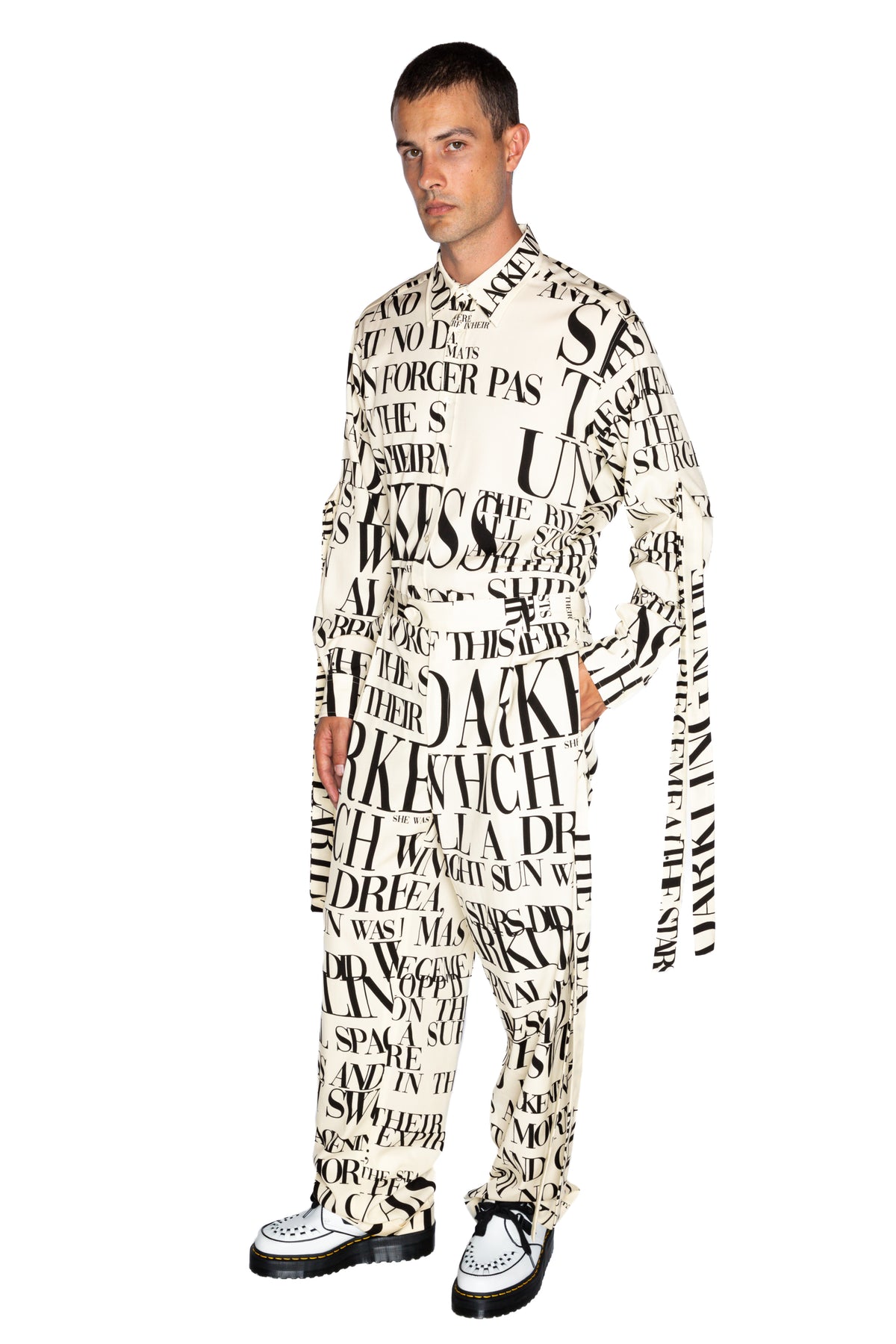 'POEME BLANC' WIDE LEG TROUSER WITH STRAPS -  - Libertine
