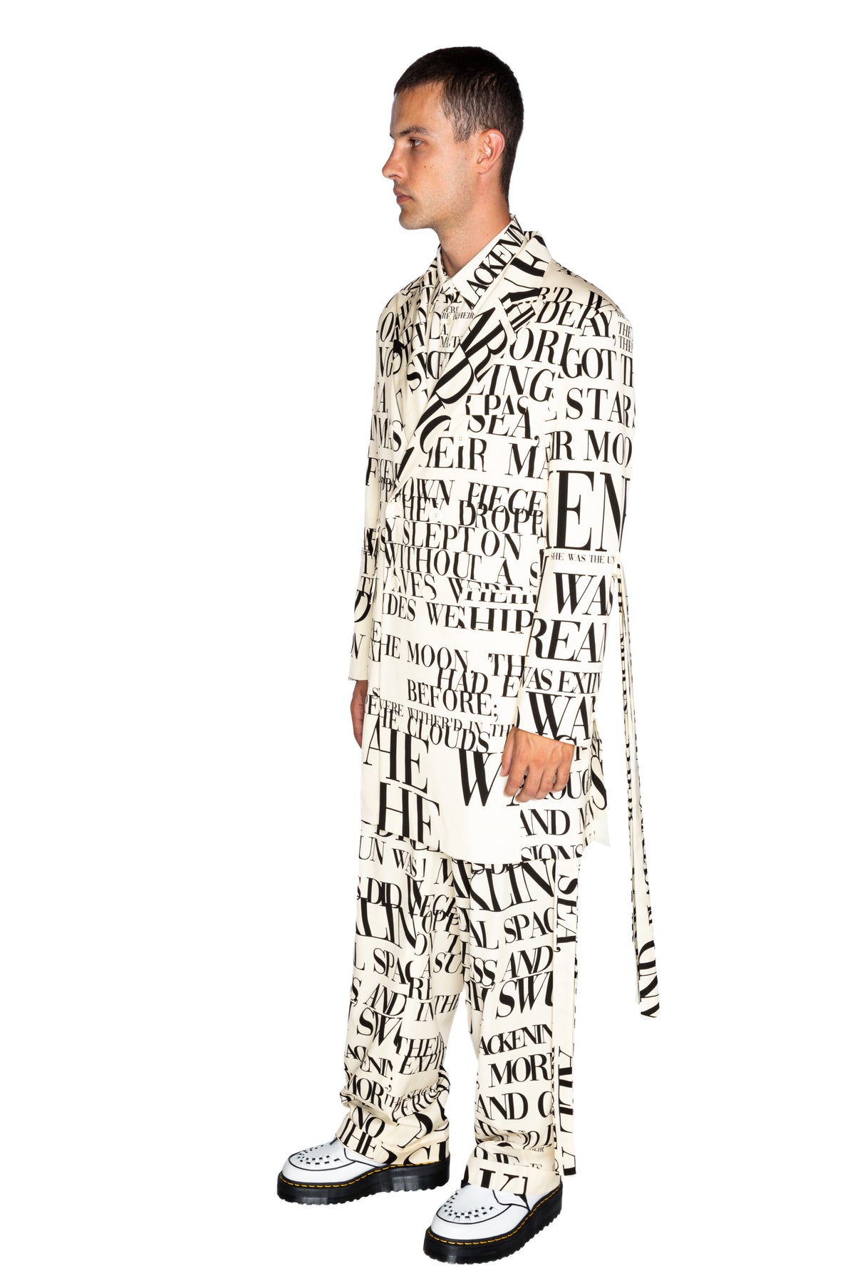 'POEME BLANC' MENS DOUBLE BREASTED COAT WITH STRAPS -  - Libertine