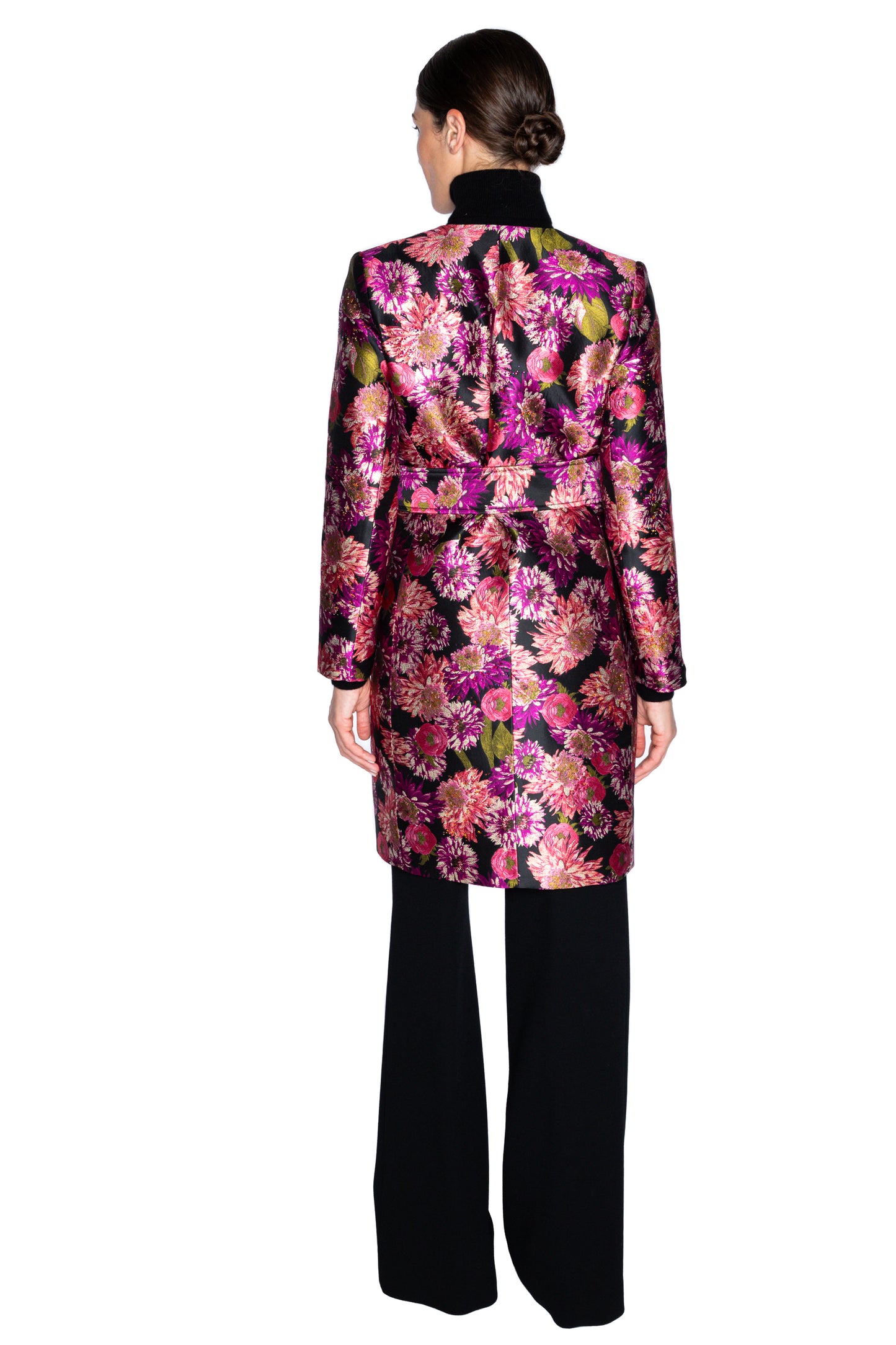 'PINK WISH JACQUARD' VIENNA COLLARLESS COAT - - Libertine