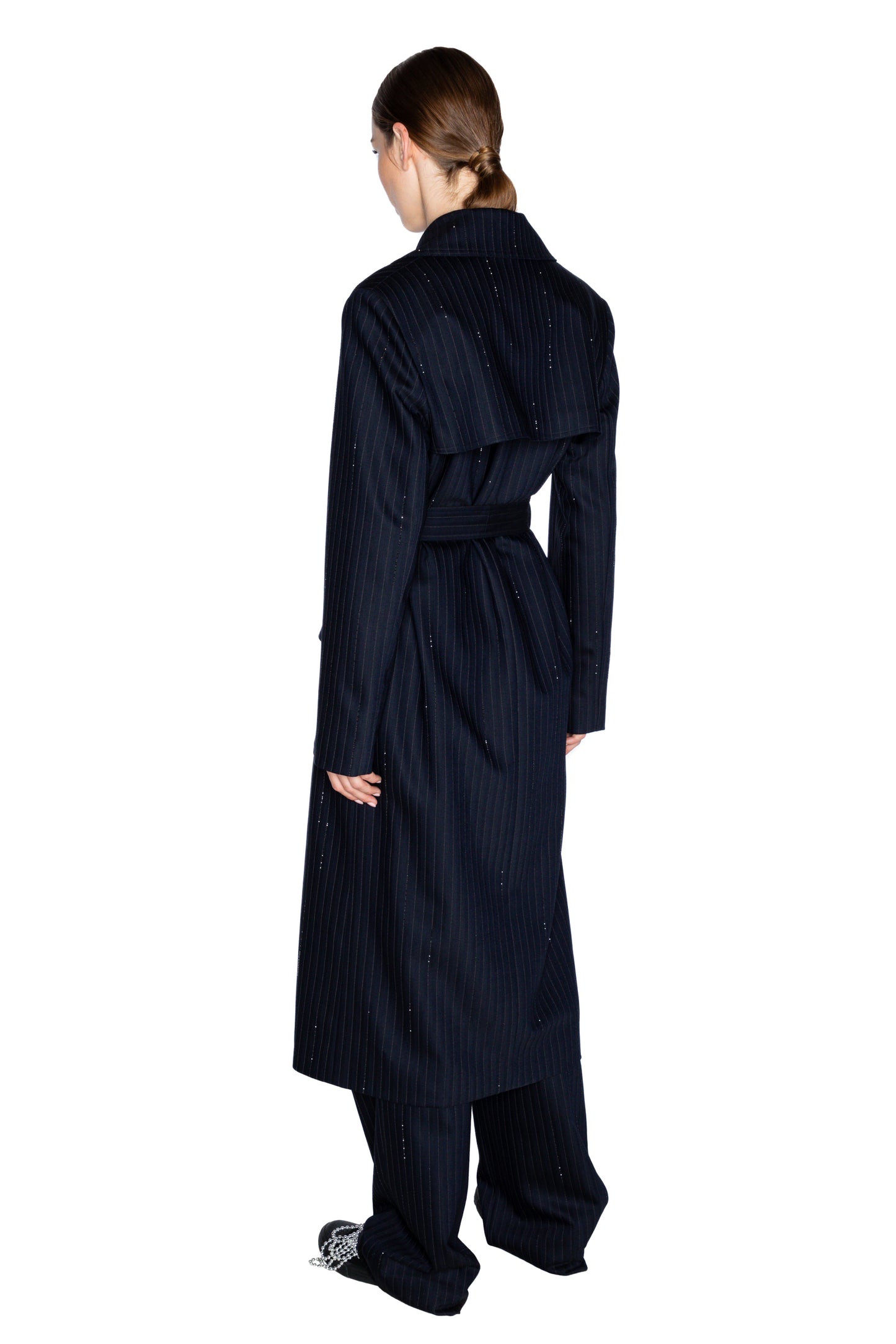 'CRYSTAL PINSTRIPE' LONG TRENCH COAT -  - Libertine