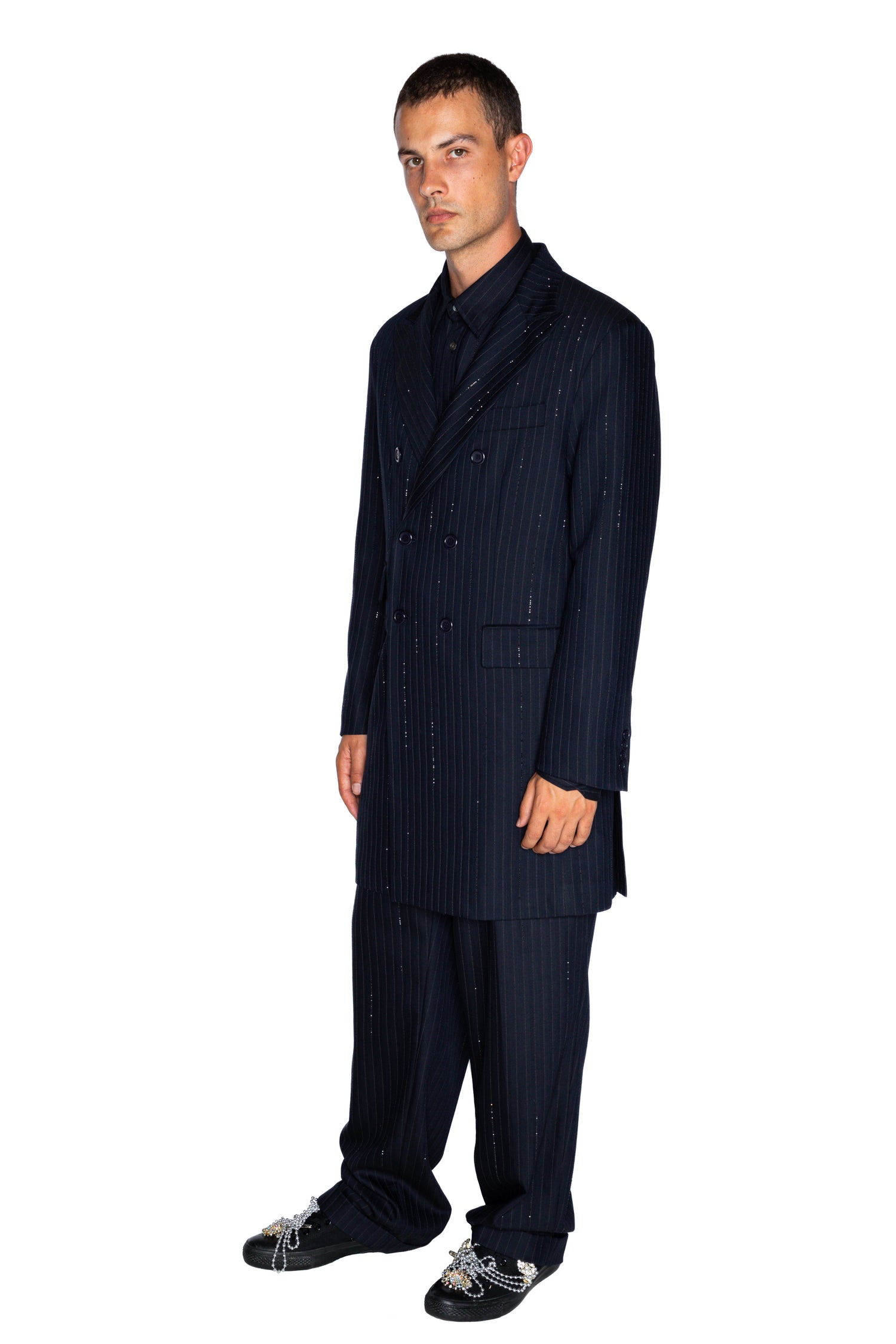 'CRYSTAL PINSTRIPE' DOUBLE BREASTED COAT -  - Libertine