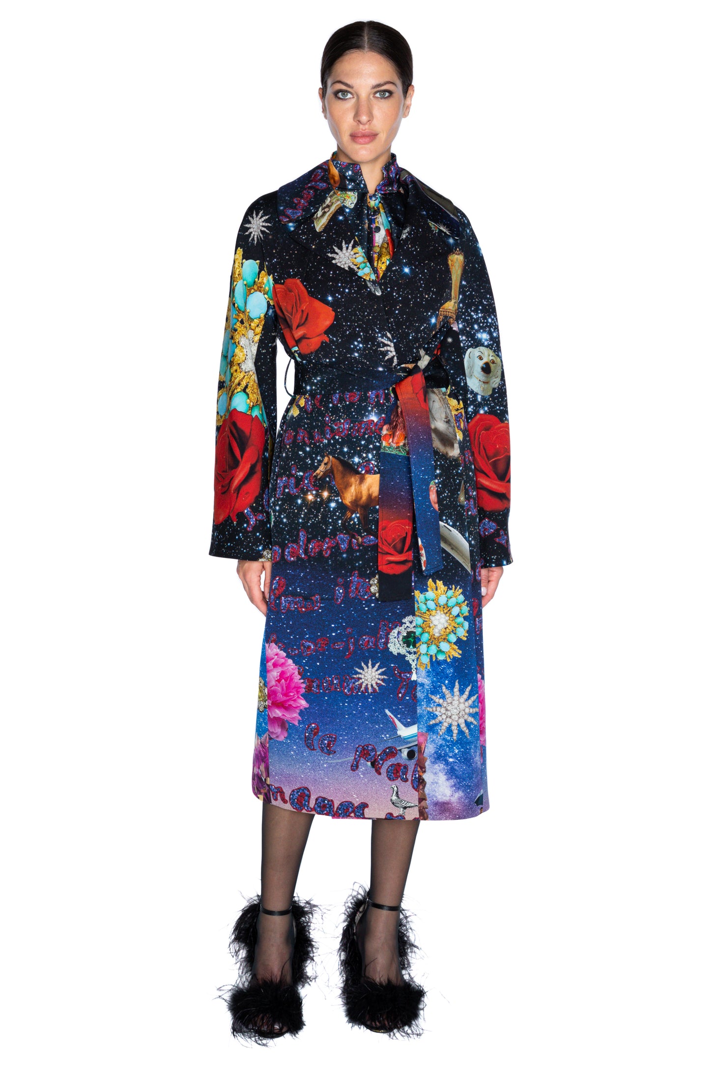 'STARRY NIGHT REDUX' LONG VIENNA WRAP COAT - - Libertine